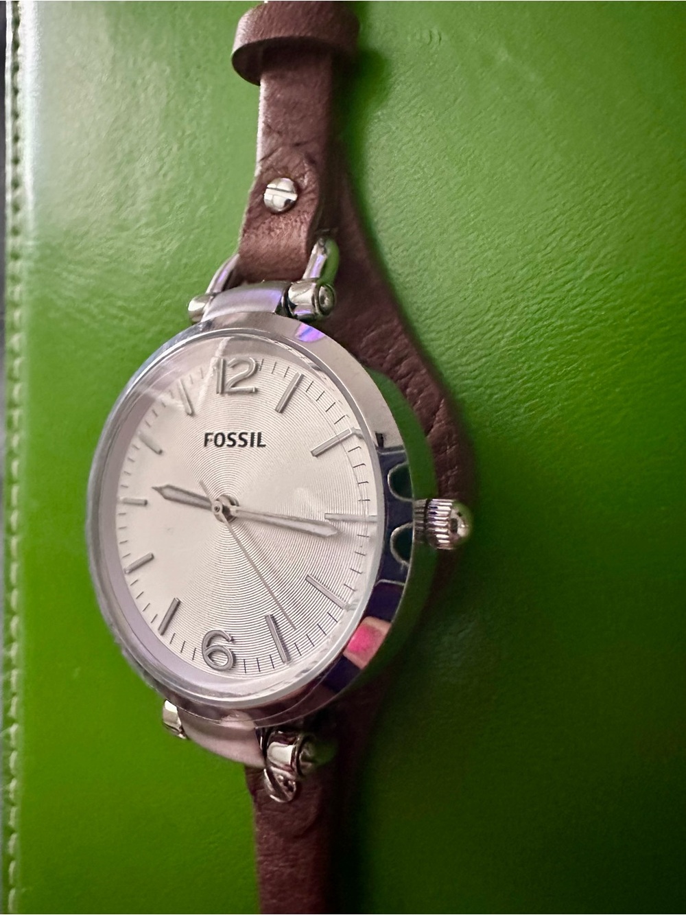 Fossil ES3060 Georgia Dark brown Leather Fossil Tin included